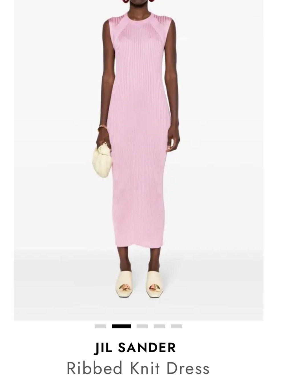 Jil Sander Sleeveless Ribbed Midi Dress in Light Pink